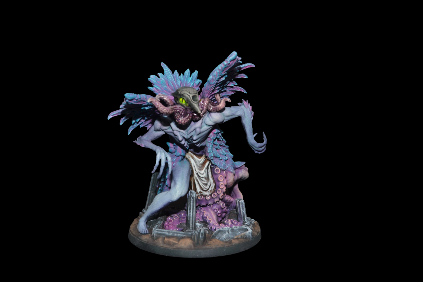 Aeons Trespass: Odyssey Icarian Harpy in schillernden Farben bemalt. Qualitätsstufe: Tabletop + von Echoes of Colour