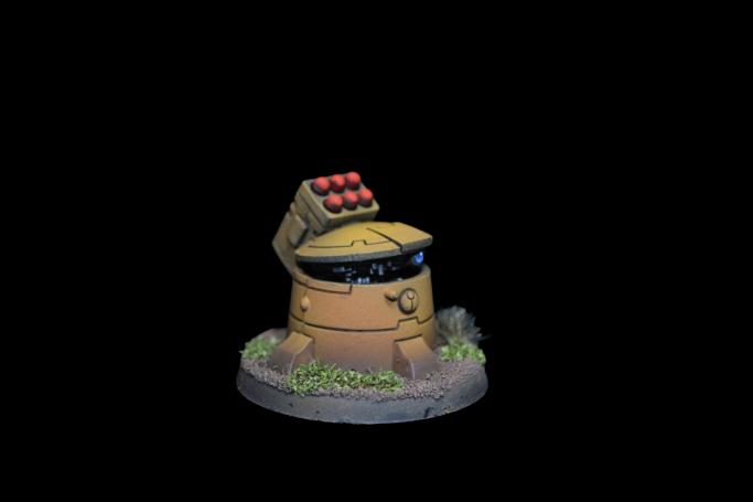 T'au Geschützturm in Tabletop Standard Qualitätsstufe von Echoes of Colour bemalt. 